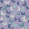 Vector seamless pattern with random violet, pink, creamy, grey,  blue, green butterflies