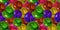 Vector Seamless Pattern, Realistic Metallic 3D Balls, Multicolored Background.
