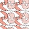 Vector seamless pattern of red and pink shrimp. A pattern of a hand-drawn shrimp in the style of a sketch with curved antennae