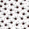 Vector seamless pattern with redback spider and dots.