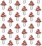 Vector seamless pattern of retro groovy mushroom