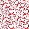 Vector seamless pattern of ribbons in the shape of heart. Symbol of fighting cancer. St. Valentine s Day, love