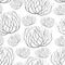 Vector seamless pattern with rolling desert plant Tumbleweed in black on the white background. Dry weed round bush Tumbleweed.