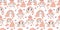 Vector seamless pattern with romantic girls pattern with hearts on white. Valentines day vector pattern with girls in