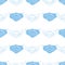 Vector seamless pattern with rows of face masks, respirators. Blue face mask and blue outlines. Covid-19 pattern