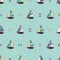 Vector seamless pattern with sea boats and lifebuoys