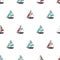 Vector seamless pattern with sea boats on the waves