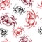 Vector seamless pattern of seafood. crab. Hand drawn engraved icons.