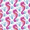 Vector Seamless Pattern with Seahorse