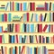 Vector seamless pattern of shelf with books. Seamless pattern of