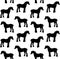 Vector seamless pattern of shire horse silhouette