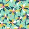 Vector seamless pattern with silhouettes tropical coconut palm trees.