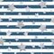 Vector seamless pattern with silver holographic glitter stars on blue and white stripes background