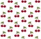 Vector seamless pattern of sketch colored cherry