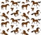 Vector seamless pattern of sketch colored horses