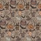 Vector seamless pattern with sketch Halloween characters