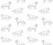 Vector seamless pattern of sketch running husky