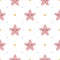 Vector seamless pattern sleeping pink stars on white backgound Cute children baby shower fabric design