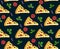 Vector seamless pattern with slices of appetizing pizza