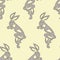 Vector seamless pattern with sneaking gray rabbits hares. Design for wallpapers, textiles