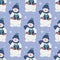 Vector seamless pattern with snowmen with gifts.
