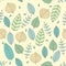 Vector Seamless pattern in soft tones with sample doodle leaves.Doodle leaves vector illustration.