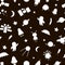 Vector seamless pattern of space white silhouettes. Black and white repeat background with planet, star, spaceship, satellite,