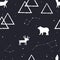 Vector seamless pattern with stars, mountains and arctic animals