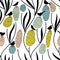 Vector seamless pattern. Summer mood. Plants and Birds.