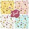 Vector seamless pattern of sweets, donuts, cakes and marmalade on a background