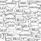 Vector Seamless Pattern template, hand drawn white speech bubbles with Hello words on different languages.