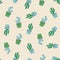 Vector seamless pattern with trendy cactus print.