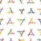 Vector seamless pattern. Triangular shapes created from colored pencils.
