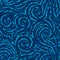 Vector seamless pattern of turquoise spirals of lines and corners on a blue background.Texture of flowing shapes and lines with