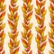 Vector seamless pattern with vertical autumn branches and leaves.