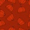 Vector seamless pattern of warm autumn and winter cap in the style of doodle. Linear illustrations by hand. Knitted hat