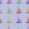 Vector seamless pattern with watercolor boats