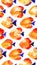 Vector seamless pattern with watercolor discus fish