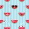 Vector seamless pattern with watermelon emoji