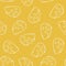Vector seamless pattern with white outlines of triangular pieces of cheese.