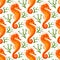 Vector Seamless Pattern whith Seahorse and Coral