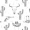 Vector seamless pattern with Wild West symbols isolated on white