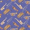 Vector seamless pattern with wind musical instruments.