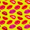 Vector seamless pattern with woman kissing pink lips