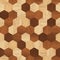 Vector seamless pattern with wooden polygon planks. Old wood texture hexagon parquet background