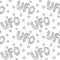 Vector seamless pattern with the word UFO. Background and texture on the theme of space, UFOlogy, flying saucers, conspiracy