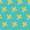 Vector seamless pattern with yellow bananas duck taped on turquoise background.