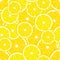 Vector seamless pattern of yellow lemon slices. Citrus fruit illustration