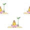 Vector seamless pattern, yoga, meditation, health, sport, recreation, relaxation, woman, lotus position. Background illustration,