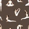 Vector seamless pattern. Young slim women doing yoga exercises